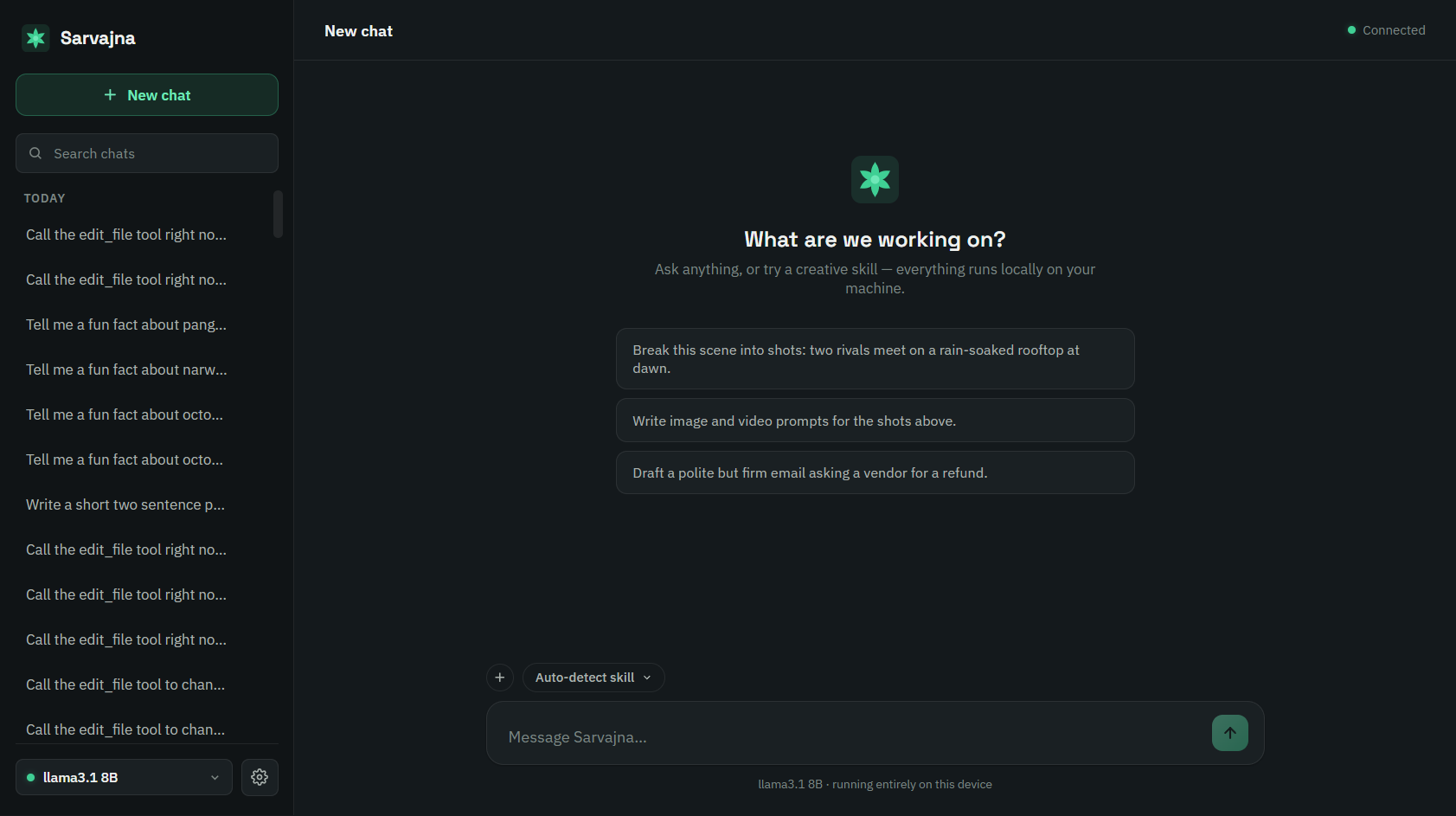 Sarvajna chat interface